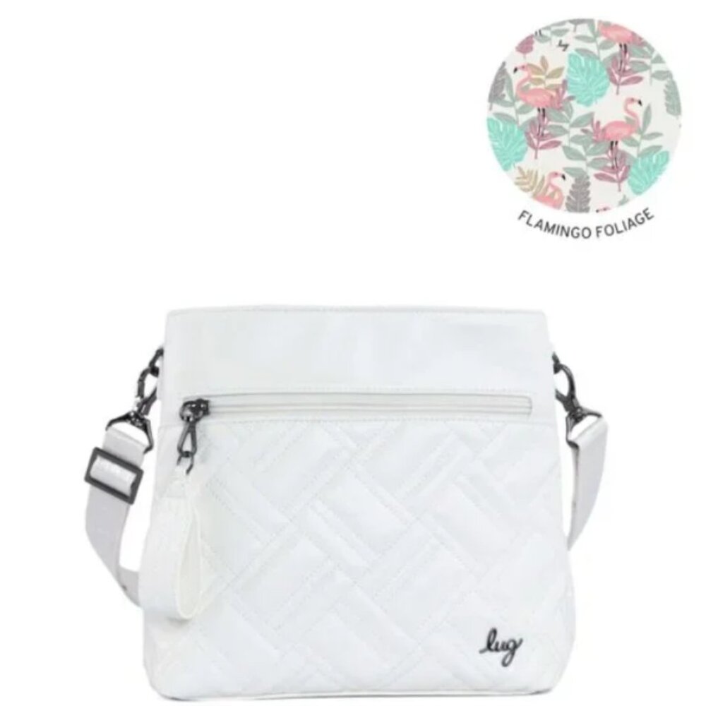Lug Double Dip Satin Luxe VL Crossbody Bag Metallic Diamond White